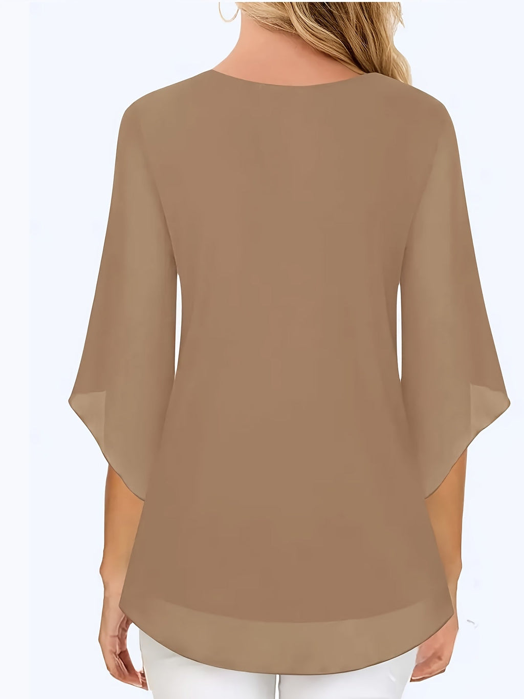 Women's Chiffon Blouse Lightweight Casual Long Sleeve Button Down Shirt | Navy Khaki Black Loose Fit Office Work Top S-XXL