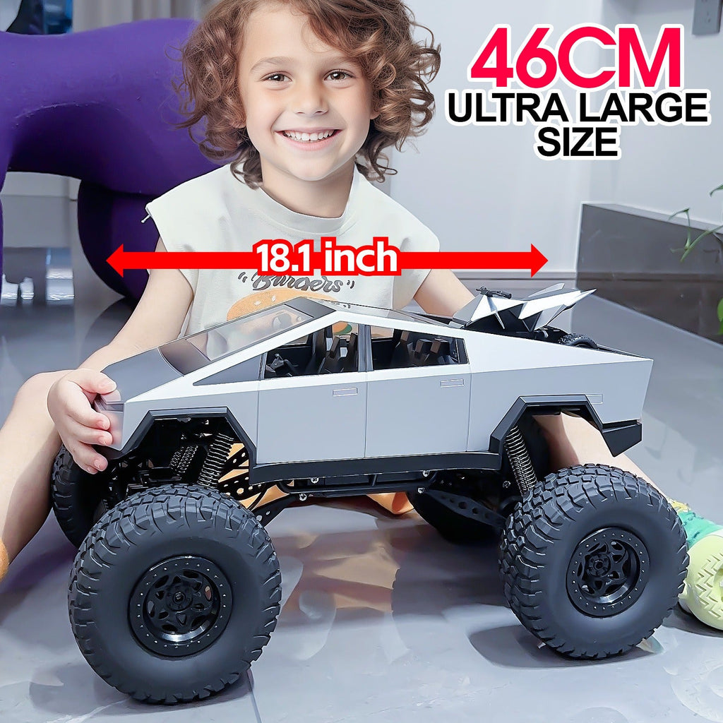 Giant 18.1 Inch RC Monster Truck with Free Bonus Mini RC Motorcycle - 4WD Remote Control Truck, All-Terrain Climbing Vehicle, Shockproof Suspension, Anti-Slip Tires, Kids Gift