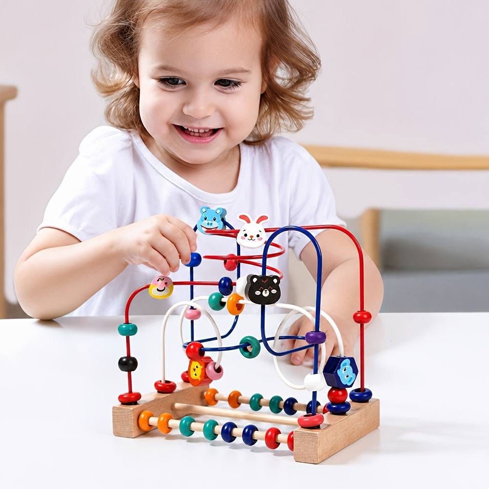 Baby Bead Maze Animal Roller Coaster Toy – Smart Animals Orbiting Bead Wire Puzzle for Infants & Toddlers | Premium Early Education Fine Motor Skills & Sensory Development Toy for Ages 1-3
