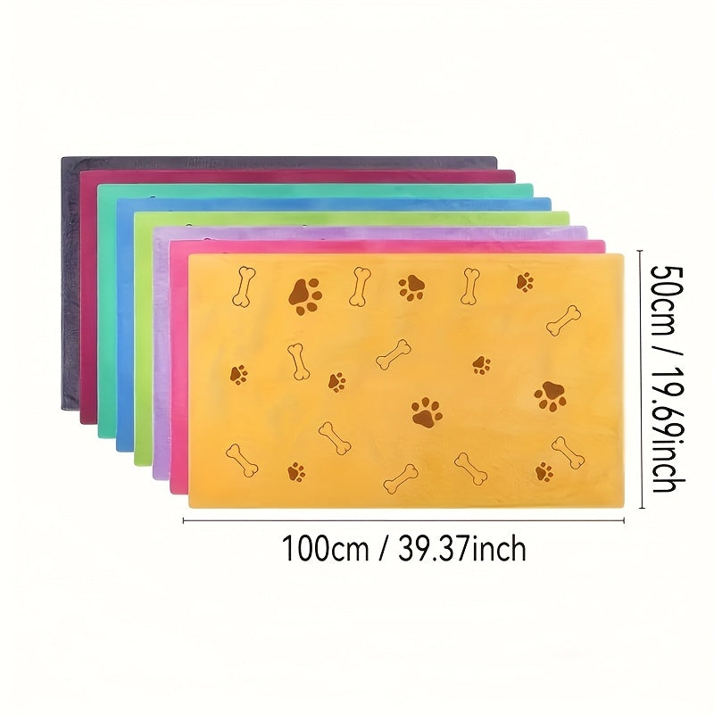 Quick-Dry Dog Towels 4pcs – Soft Absorbent Paw Print Microfiber Pet Bath Towel Set for Medium Dogs, Grooming & Bathing Towels, Random Assorted Colors