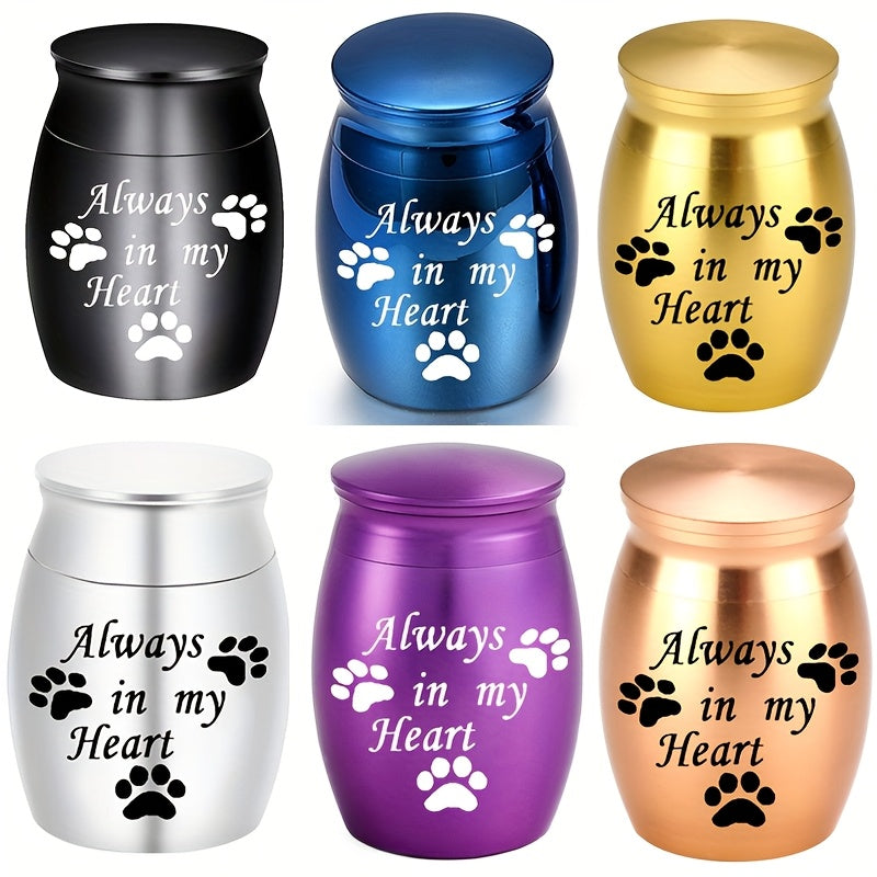 Small Keepsake Urns for Human & Pet Ashes - 1.57 Inch Mini Cremation Urn Aluminum Alloy Memorial Ashes Holder Always in My Heart, 6 Colors Available