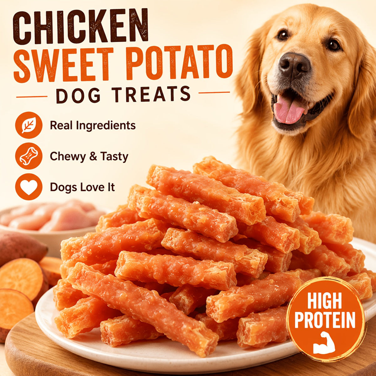 High Protein Dog Treats Combo Pack – Duck Jerky Egg Yolk Roll & Chicken Yolk Thin Slices, Healthy Chewy Training Reward Treats for Dogs, Easy to Digest, Natural Ingredients