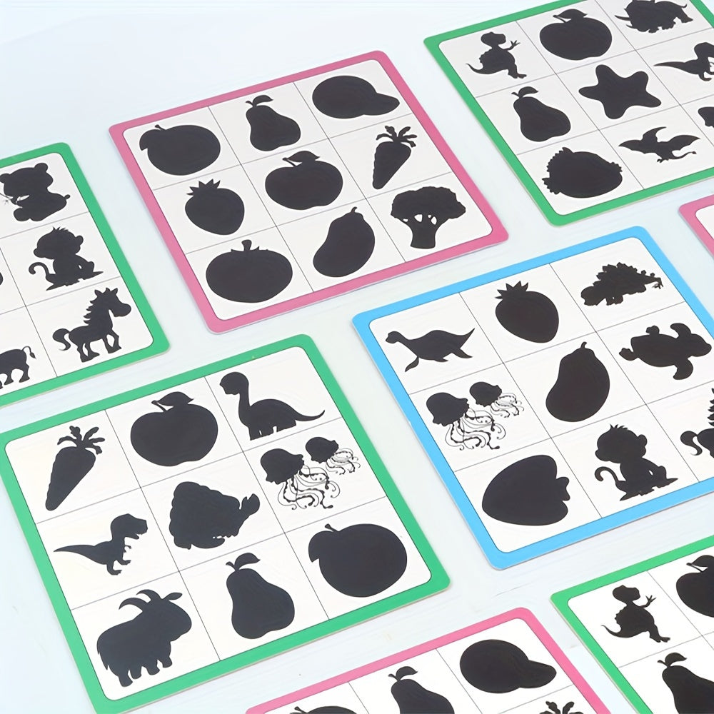 Brain Training Shadow Matching Wooden Puzzle Blocks Find the Difference Game STEM Educational Toy for Kids Ages 3+ Montessori Cognitive Development Gift Boys Girls