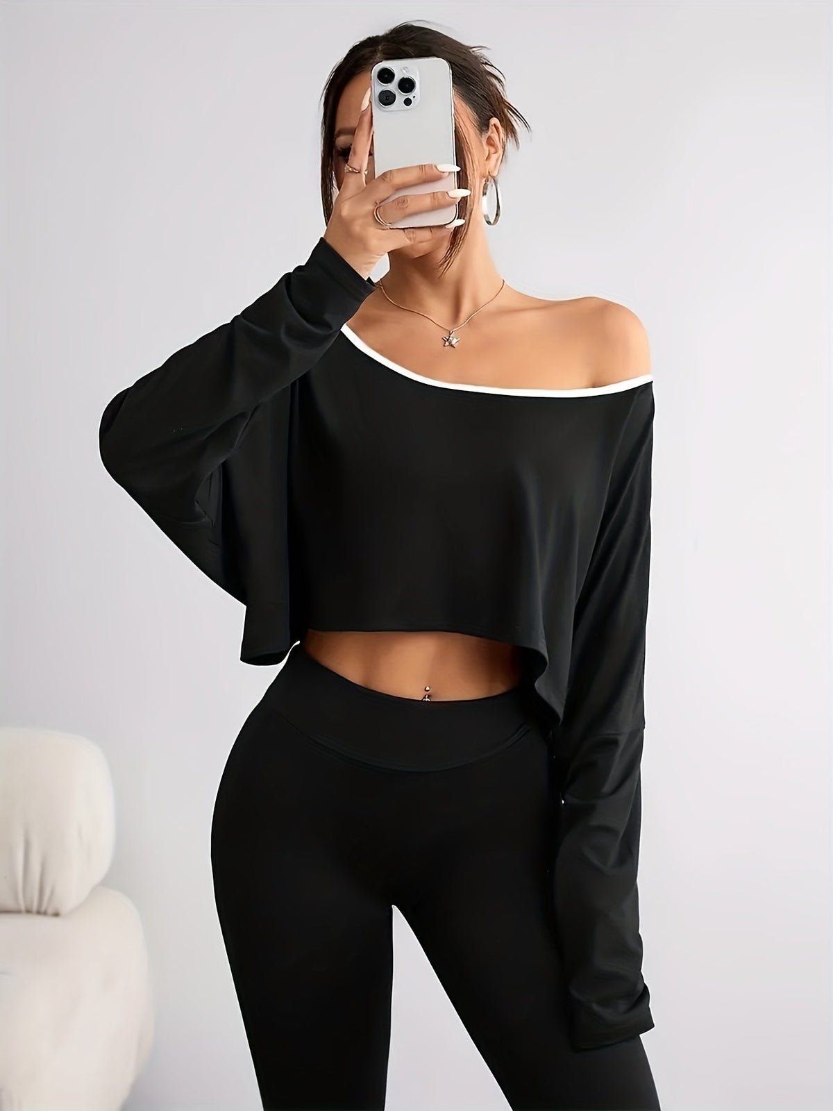 Women's Off-Shoulder Batwing Sleeve T-Shirt Casual Loose Fit Top Short Sleeve Black White Striped XS S M L XL Summer Fashion