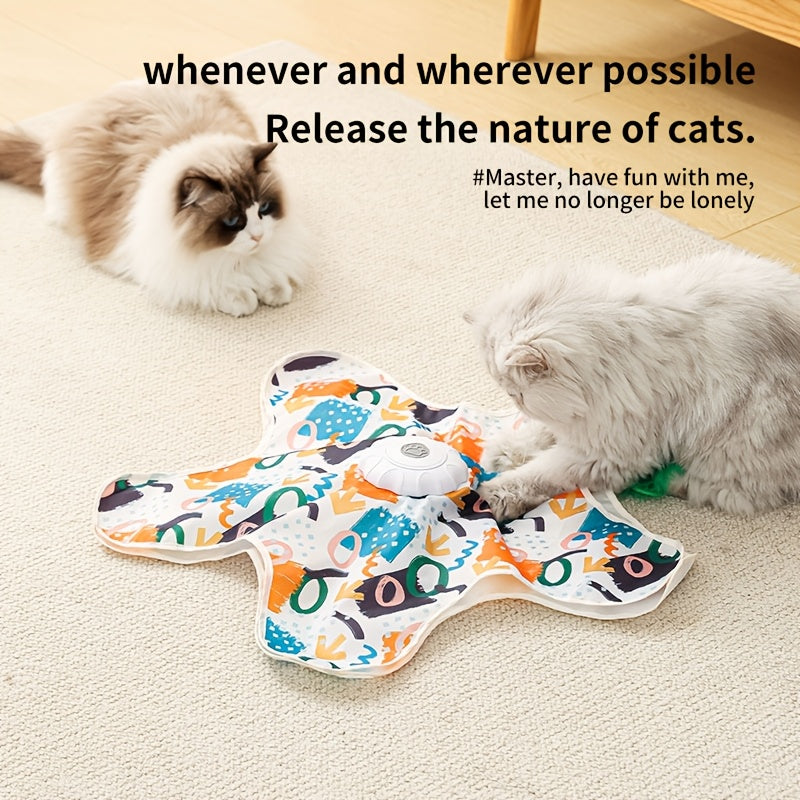 Smart Electric Cat Hunting Toy Rechargeable – Simulated Prey Movement Interactive Puzzle Teaser, Hands-Free Auto Cat Entertainment for Indoor Cats, Small Fish & Graffiti Styles for Kittens & Adult Cats
