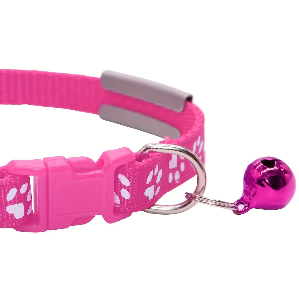Personalized Adjustable Dog & Cat Collar with Paw Print Design - Colorful Customized Pet ID Tag Collar Stylish Safe Breakaway for Small Medium Large Pets Christmas Gift
