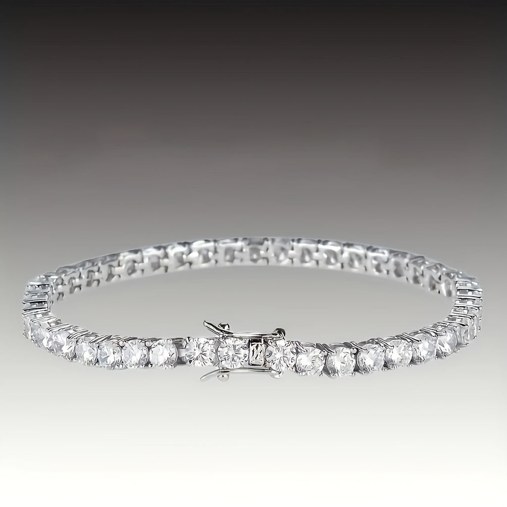 925 Sterling Silver Tennis Bracelet with Lab-Grown Cubic Zirconia – Round Cut, Unisex for Women & Men, 5 Sizes 6.5 to 8.5 Inch – Elegant Jewelry Gift