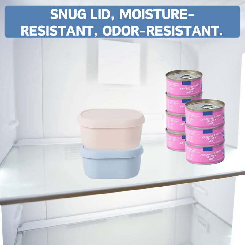 Cat Food Can Covers 2-Pack Flexible Silicone Lids - Fits 2.56" / 65mm Cans, Keeps 3oz Wet Cat Food Fresh, Retains Moisture & Reduces Odors - Reusable Pet Food Can Covers for Multi-Cat Households