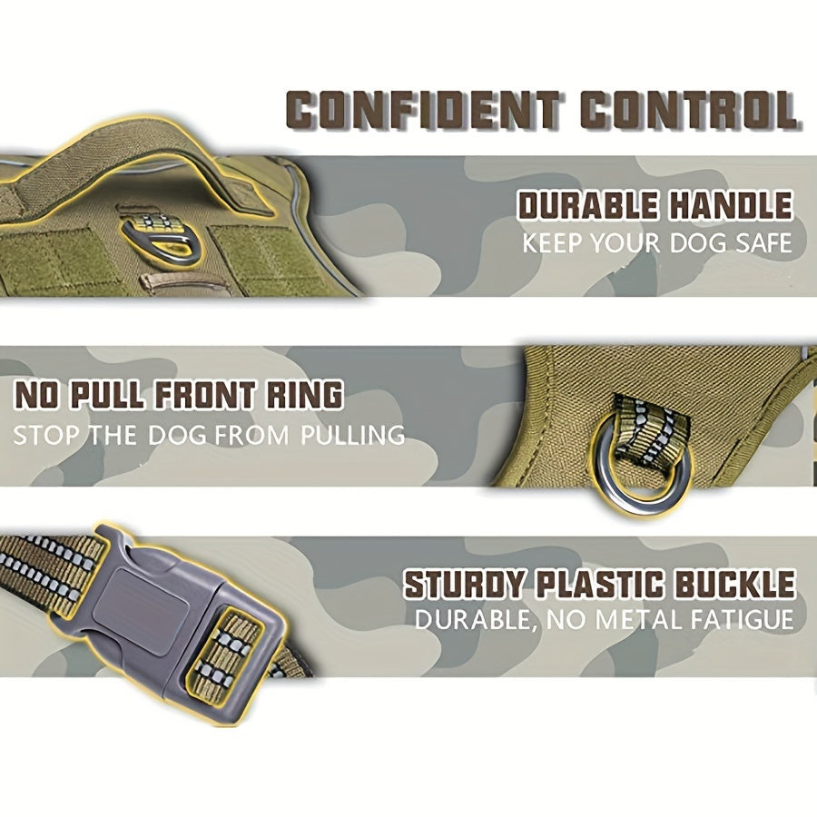 No Pull Tactical Dog Harness with Control Handle - Durable Vest with Reflective Straps for Large Dogs, Ideal for Training, Working & Service Dogs