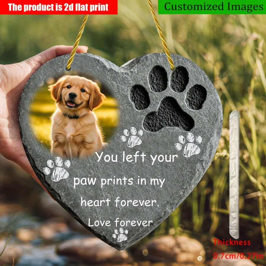 Custom Pet Photo Memorial Resin Heart Plaque – Personalized Bohemian Wall Art 6.3”, Indoor & Outdoor Garden Decor, Wind-Resistant with Custom Phrases – Pet Loss Sympathy Gift