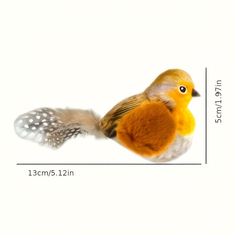 Interactive Plush Bird Cat Toy with Feathers Touch-Activated Squeaker Whistle Inside Battery-Free Chew-Resistant Cat Hunting Toy Stimulates Instincts for Indoor Cats Kittens