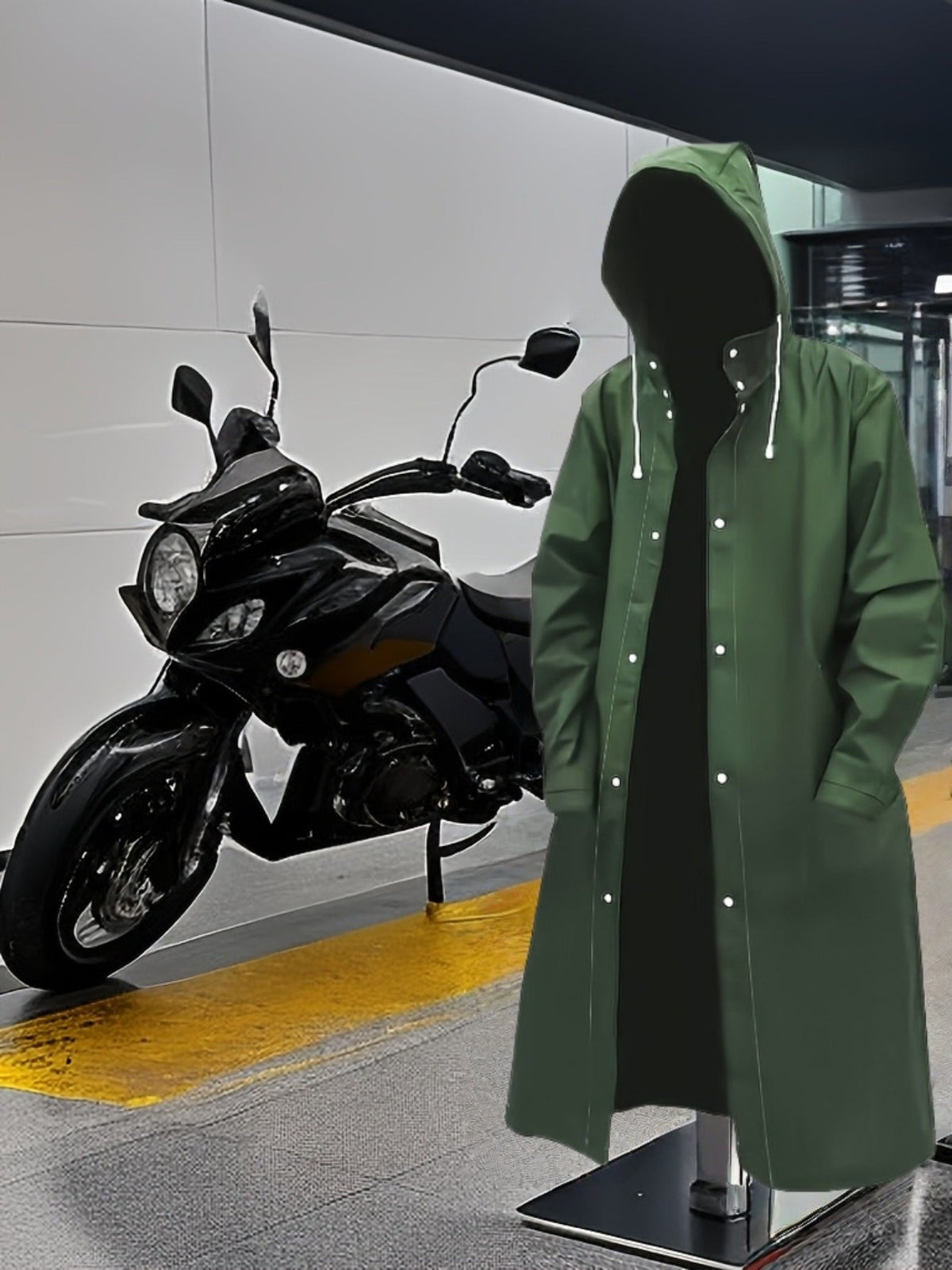 Waterproof Hooded Long Raincoat for Men & Women – Full-Zip Windproof Outdoor Rain Jacket with Adjustable Hood, Loose Breathable Fit for Hiking, Cycling, Fishing & Biking – Unisex Adult Rainwear