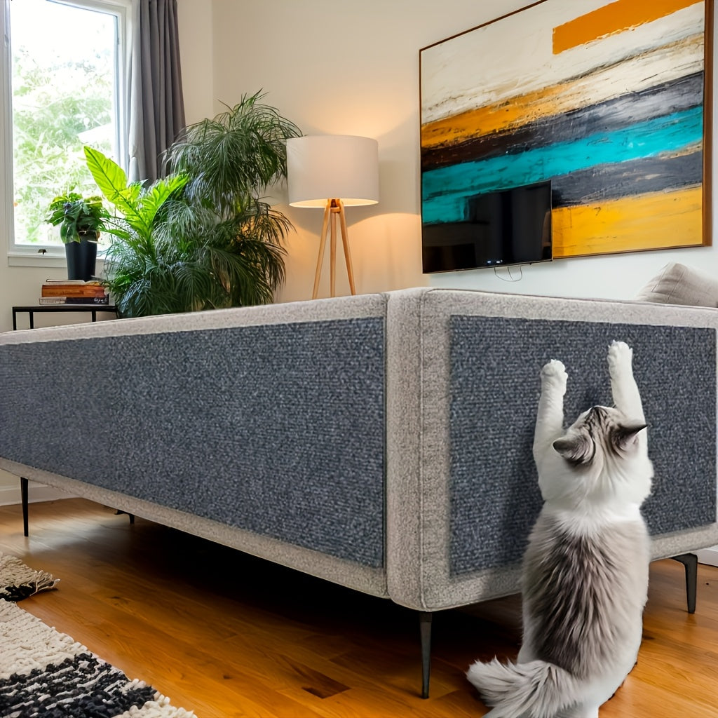 Self-Adhesive Cat Scratching Pad for Sofa & Furniture Protection – Durable Wall & Door Frame Scratch Guard Mat, Beige & Brown Texture, Easy Apply No-Damage Tape, Indoor Cats Claw Deterrent