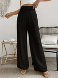 Women's High-Waist Elegant Solid Color Pants Smooth Micro Elasticity Trousers - Casual Chic Machine Washable Bottoms for Spring Summer Fall Office Daily Wear