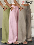 Women's Wide Leg Pants Elegant Solid Color Flowy Trousers Lightweight 100% Polyester All-Season Casual Pants S-XXL