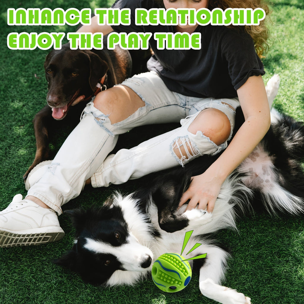 Spiky Rolling Sound Ball Dog Toy 3.94" - Interactive Funny Sounds Teeth Cleaning Herding Ball, Training Play Toy for Medium Large Dogs, Durable Rubber Sensory Ball with Squeaky Noise