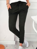 Women's Skinny Pants Elastic Drawstring Waist Slim Fit Long Length Casual Pants Black Navy Apricot Olive Green S M L XL XXL Spring Fall