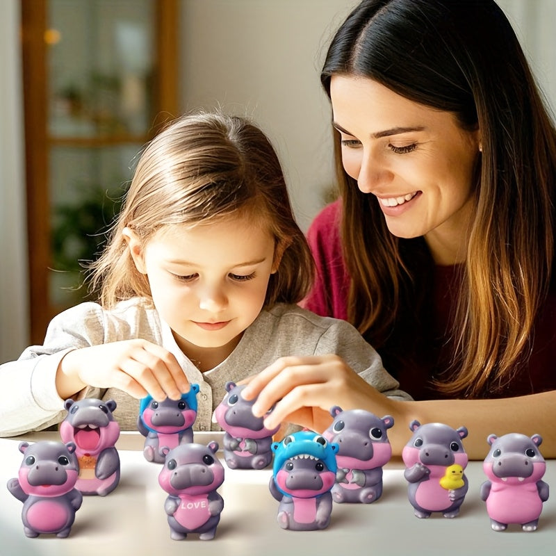 Mini Hippo Squishy Slow Rising Squeeze Toys - 10 or 20pcs Assorted Variety Pack, Sensory Fidget Toys for Kids, Party Favors Classroom Rewards Easter Goodie Bag Stuffers, Holiday Gift for Boys Girls