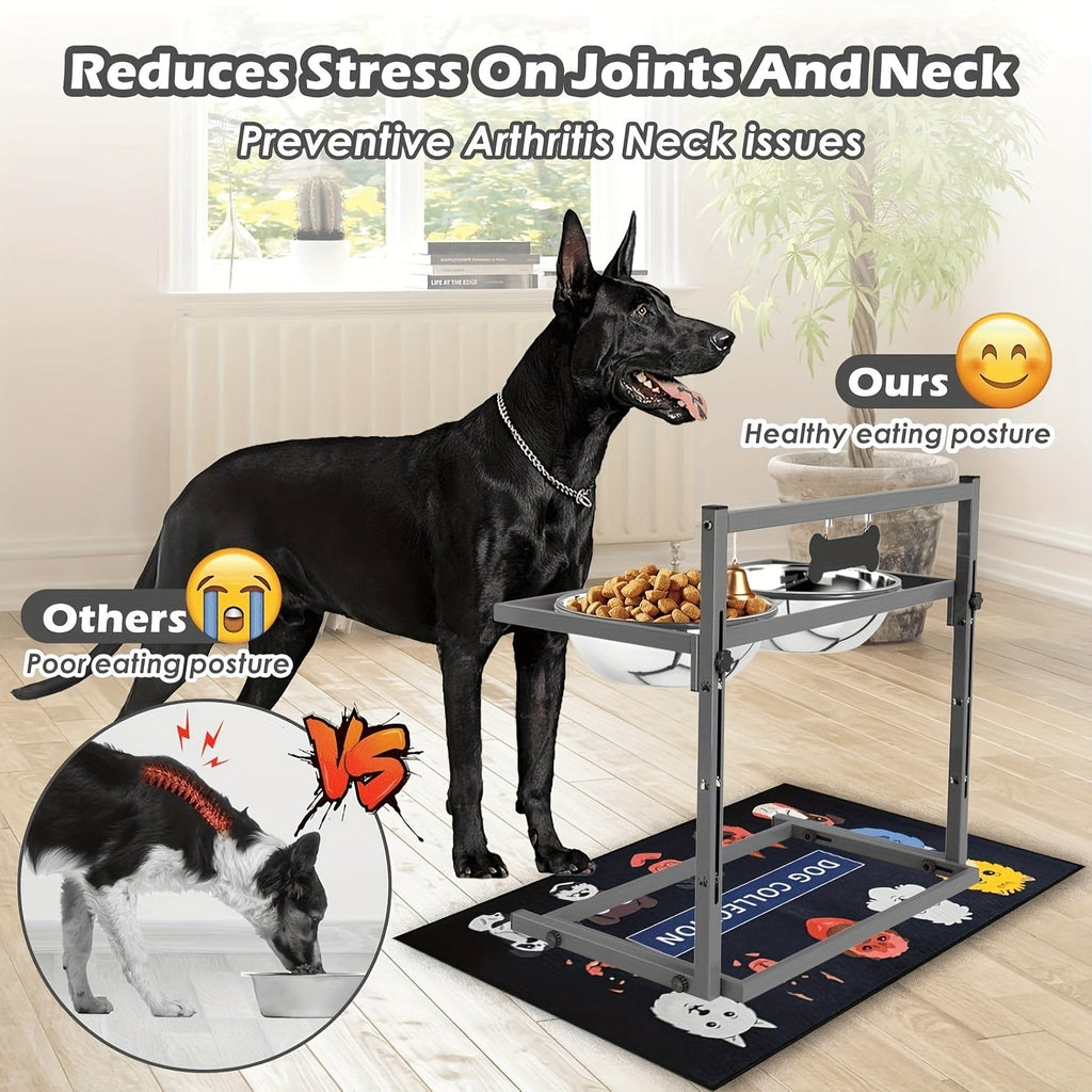 Elevated Dog Bowls for Large Dogs Adjustable Height Raised Dog Bowl Stand with 2 x 3000ML Stainless Steel Bowls Iron Anti-Tip Frame for Extra Large Breeds