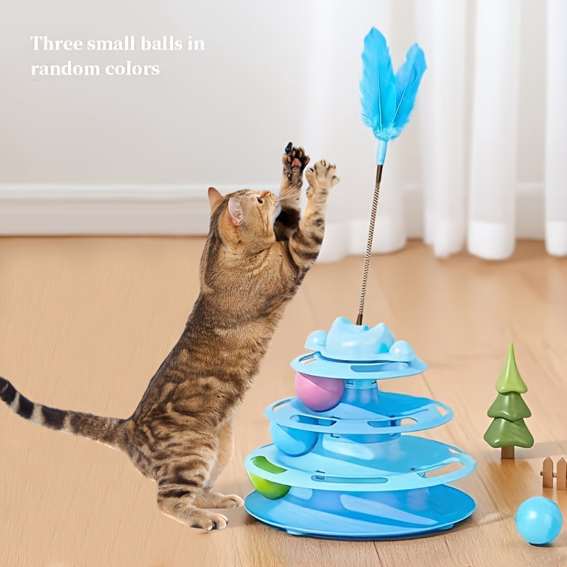 Interactive Cat Spinner Toy with Feather & Spinning Ball – Self-Entertainment Anti-Boredom Teaser Wand for Kittens & Cats, Rotating Design, Fun Indoor Play, Great Holiday Gift for Cat Lovers