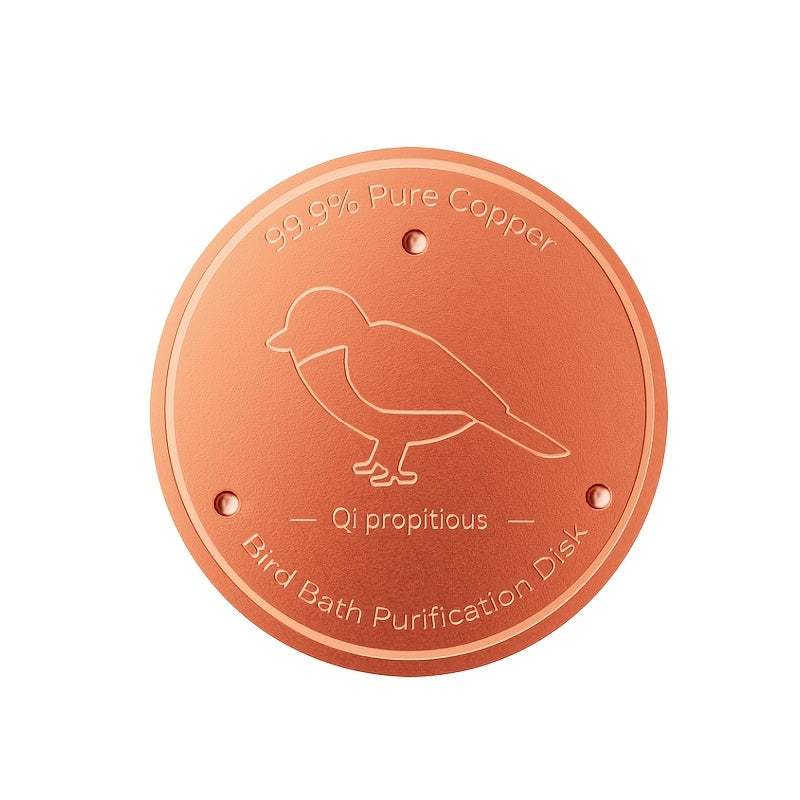 Bird Bath Copper Purification Disk & Water Wiggler 99% Pure Copper 4 Inch Round 1mm Reinforced Triple-Point Support for Safe Clean Water – Universal Fit Outdoor Birdbath Bowl All-Season