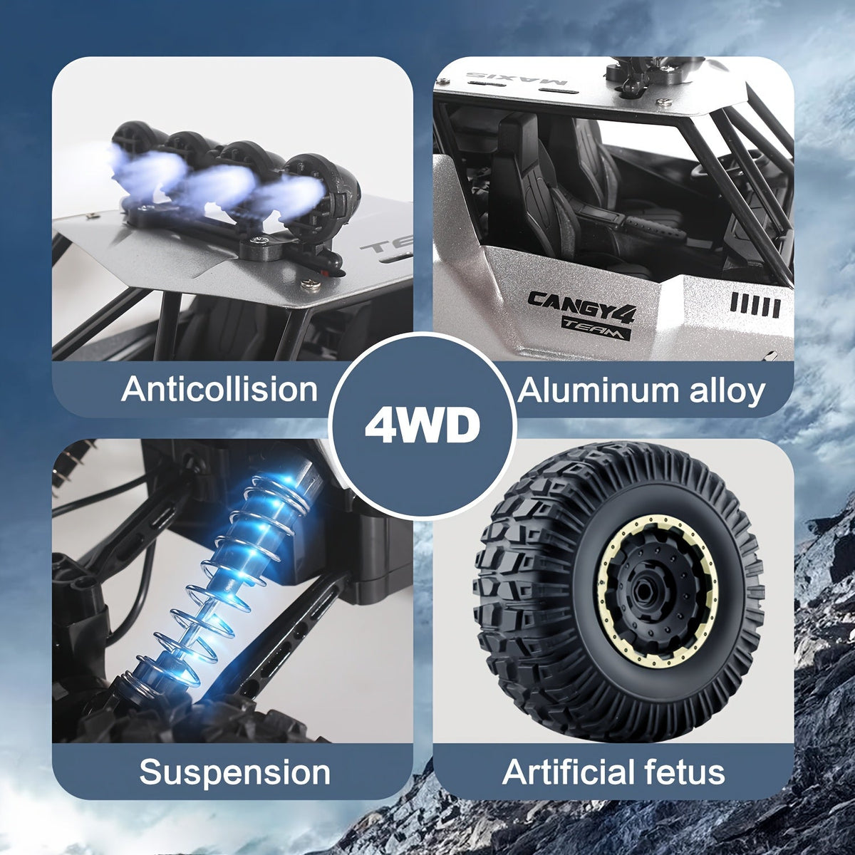 1:12 Scale RC Monster Truck with Metal Casing & LED Headlights – 2.4GHz Off-Road Remote Control Car, Large Tires, USB Rechargeable Battery, Durable All-Terrain Vehicle, Best Birthday Christmas Gift for Kids & Adults