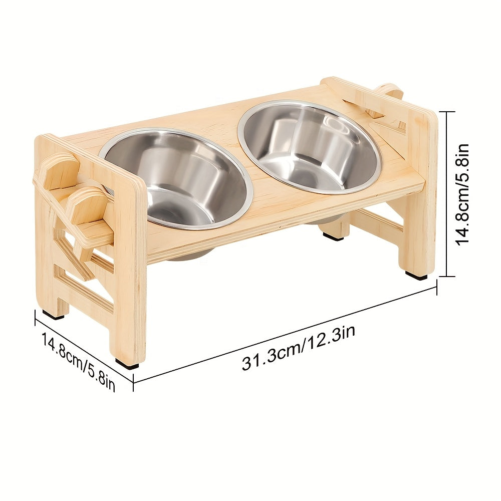 Elevated Dog Bowls Adjustable Raised Stand - Sturdy Pet Feeder with 2 Stainless Steel Dishes for Small Dogs, Puppies & Cats, Modern Height-Adjustable Dog Bowl Stand Promotes Healthy Posture & Digestion