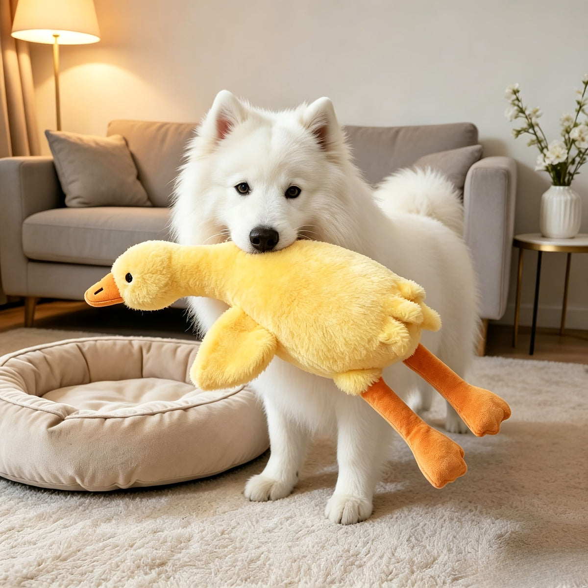 Large Soft Duck Plush Toy for Dogs and Cats 20 Inch - Upgraded Embroidered Eyes Zipperless Washable Giant Duck Stuffed Animal Pet Toy, Dog Companion Toy for Large Medium Small Breeds, Multiple Colors