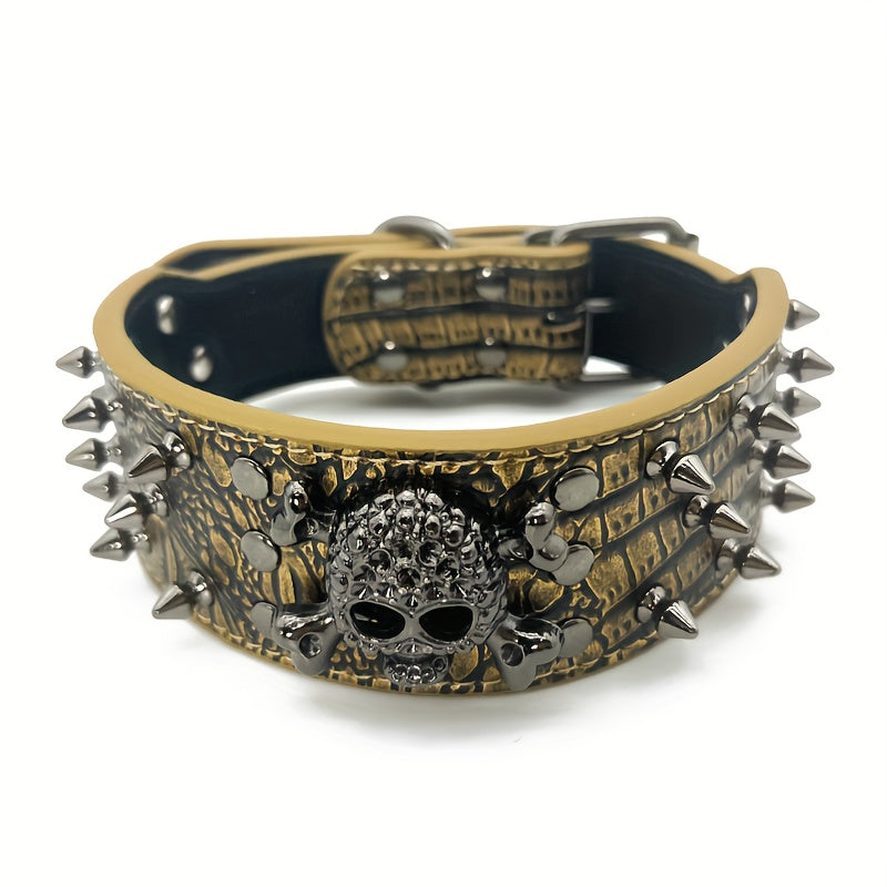 Spiked Studded Dog Collar with Leash Set – Rivet PU Leather Dog Collar for Training & Walking, Punk Rock Style Collar for Small Medium Large Dogs, Adjustable Heavy Duty with Metal Buckle