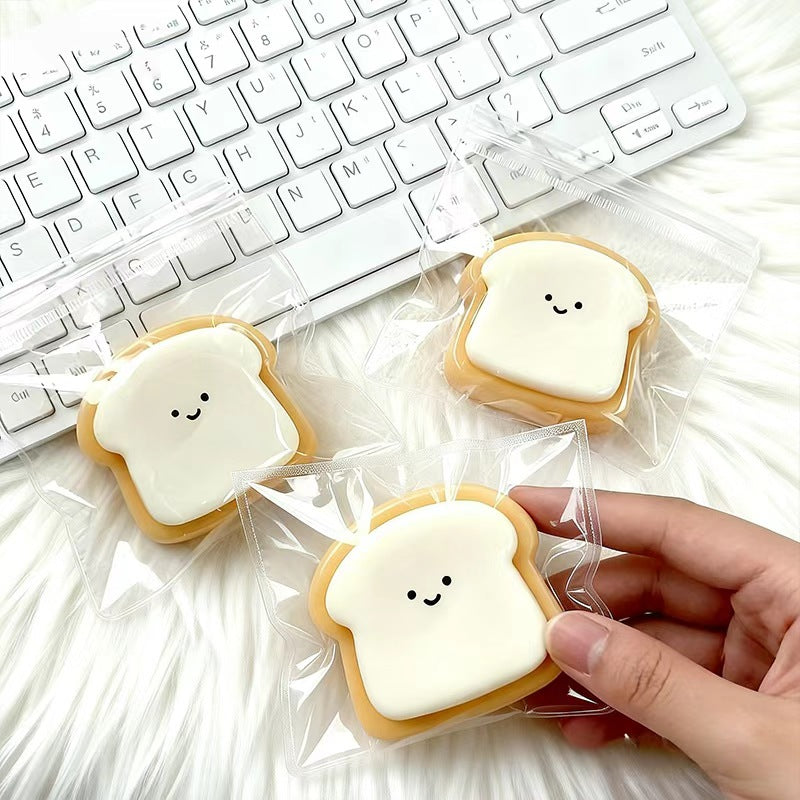 Toast Bread Squishy Slow Rising Stress Relief Toy, Soft Cute Kawaii Fidget Squeeze Toy for Kids Teens Adults, Office Desk Relaxation Sensory Toy, Fun Birthday Holiday Gift