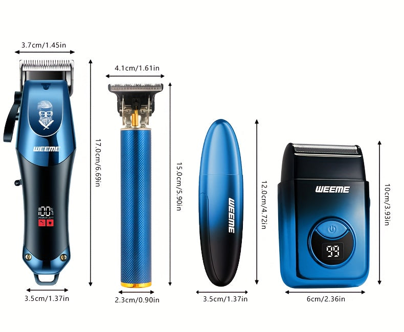 Men's Electric Hair Clipper Grooming Set USB Rechargeable Cordless Nose Hair Trimmer Shaver Kit 2/4/5-Piece Professional Lithium Battery Father's Day Birthday Gift for Men Home Barber