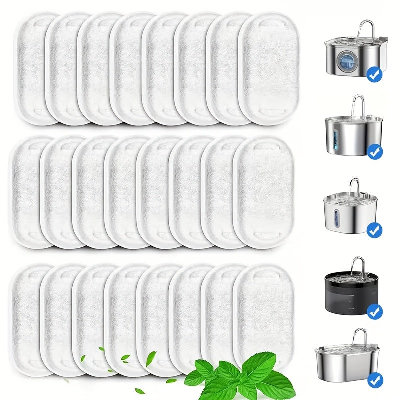 Cat Water Fountain Replacement Filters 12 or 24 Pack for 67oz 2L and 108oz 3.2L Stainless Steel Pet Water Dispensers Easy Install Long-Lasting Filtration