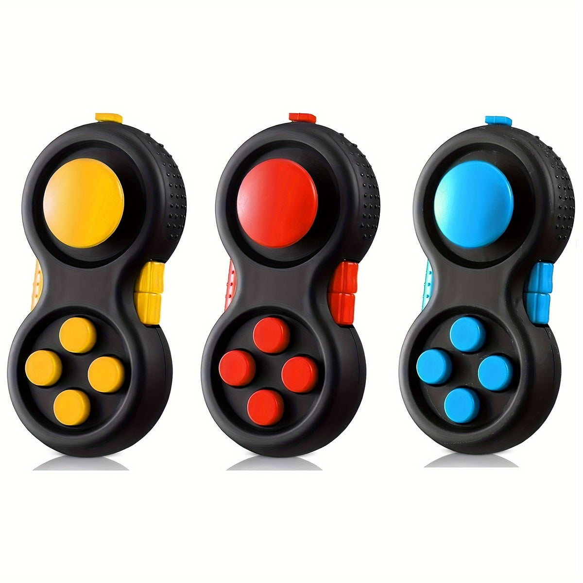 Fidget Pad Toy 3-Pack - Retro Handheld Controller with 8 Fidget Functions, Stress Relief Anxiety Toy for Kids Adults and Teens, ADHD Sensory Tool, Screen-Free Activity, Multiple Color Options