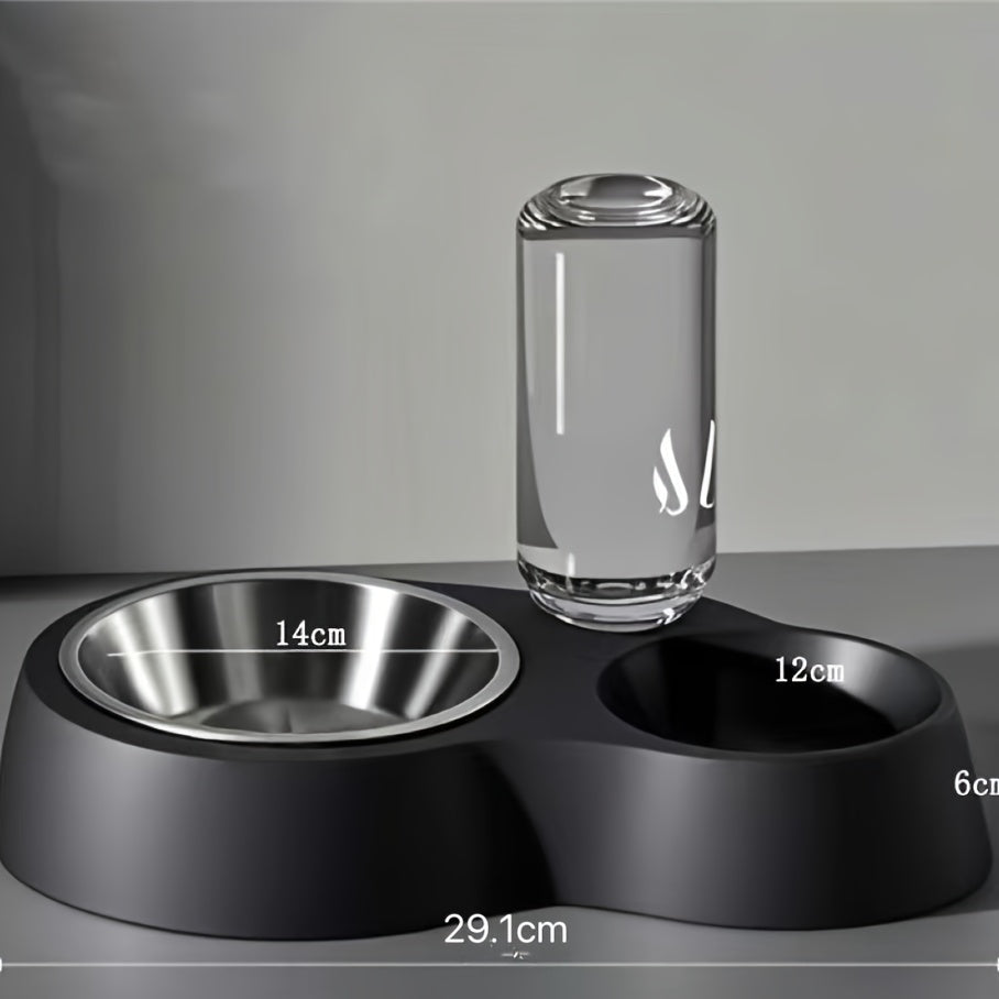 Automatic Pet Water Dispenser and Food Bowl Set for Cats and Small Dogs - Dual-Use Non-Slip Feeding Station with Durable PP Material, Easy-Clean Space-Saving Design, No Battery Required