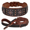 Heavy Duty Studded Leather Dog Collar for Medium and Large Dogs - Durable Real Leather with Metal Studs, Adjustable L XL XXL, 8 Colors, Strong Dog Collar for Large Breed Training Walking