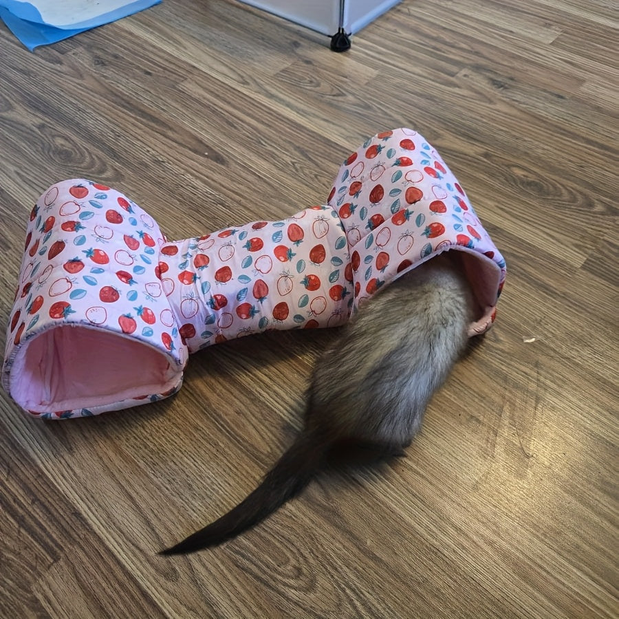 Hamster Hideout Tunnel Villa for Small Pets, All-Season Polyester Nest with Tunnel for Guinea Pigs, Sugar Gliders & Small Animals, Cozy Plush Hideout House for Hamsters, Warm Small Pet Sleeping Bed