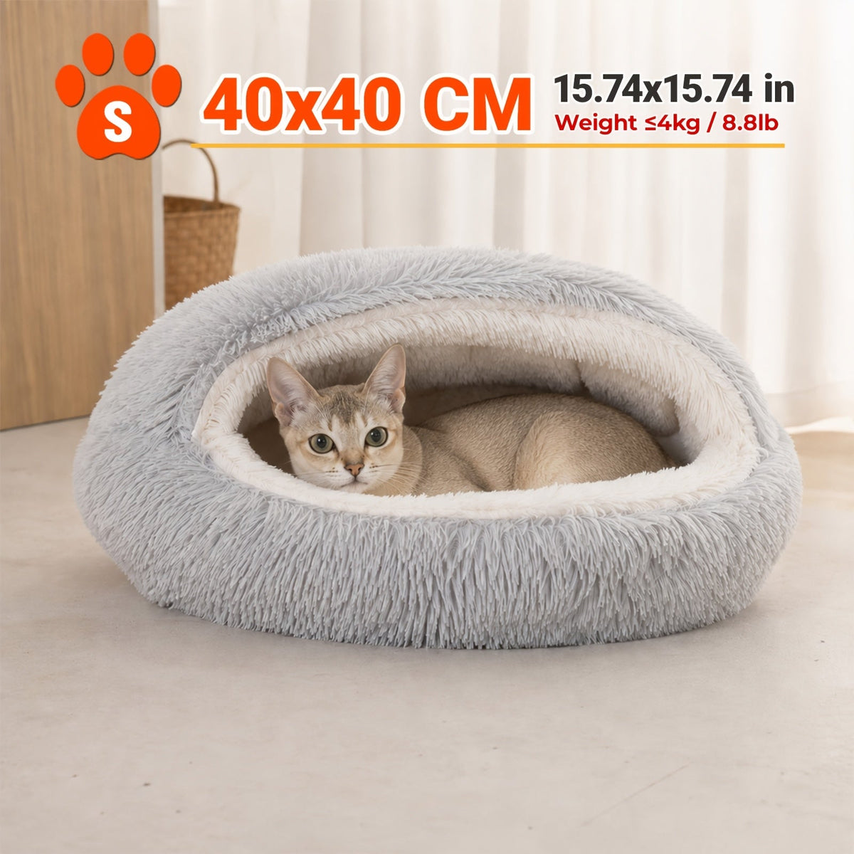 Shell Shaped Pet Bed Semi-Enclosed Warming Nest – Upgraded Thickened Version 2.0 with Soft PP Sponge & Oxford Fabric, Cozy Winter Dog House for Cats & Puppies, Small Medium Large Indoor Pet Cave Bed