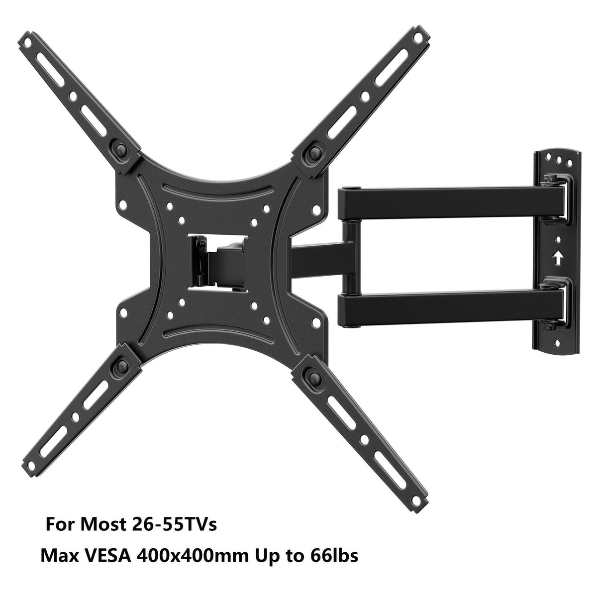 Full Motion TV Wall Mount 37-75 Inch Dual Arm Articulating Swivel Tilt Rotation VESA 600x400mm 132 lbs for OLED LCD LED Flat Curved TVs 24 Inch Extension