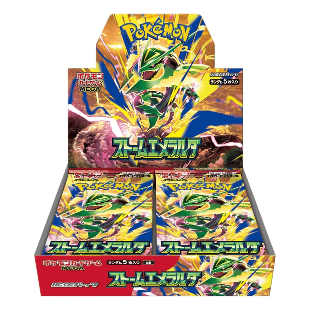 Pokémon Storm Emeralda M6 Booster Box - Japanese Mega Series (30 Packs / 5 Cards Per Pack) | Factory Sealed JP TCG | Mega Rayquaza Mega Golisopod Raikou | 2026 Release