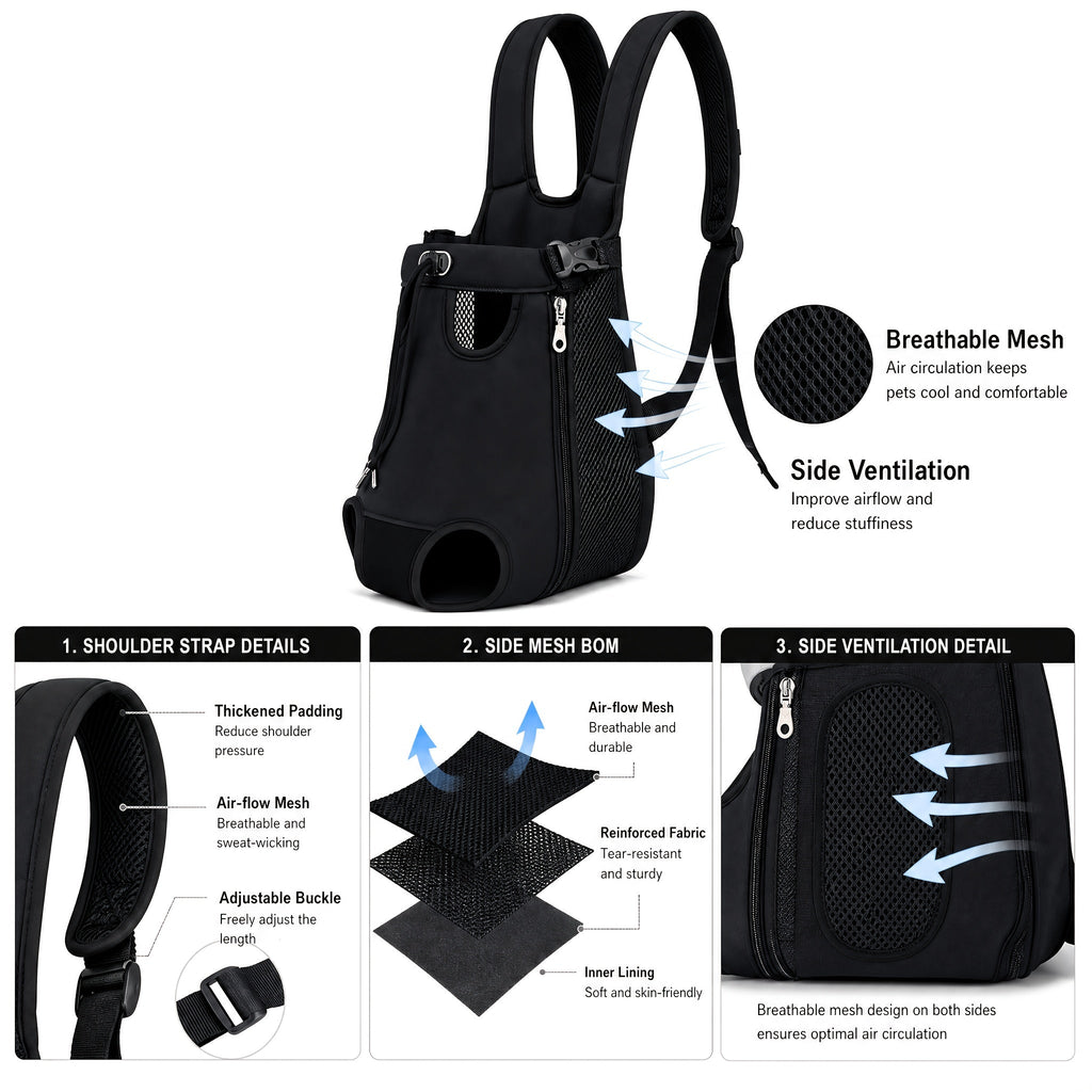 Hands-Free Pet Backpack Carrier for Cats & Small Dogs – Breathable Mesh Harness with Adjustable Shoulder Straps, Outdoor Travel Bag for Hiking, Cycling & Park Walks, Perfect Halloween & Christmas Gift