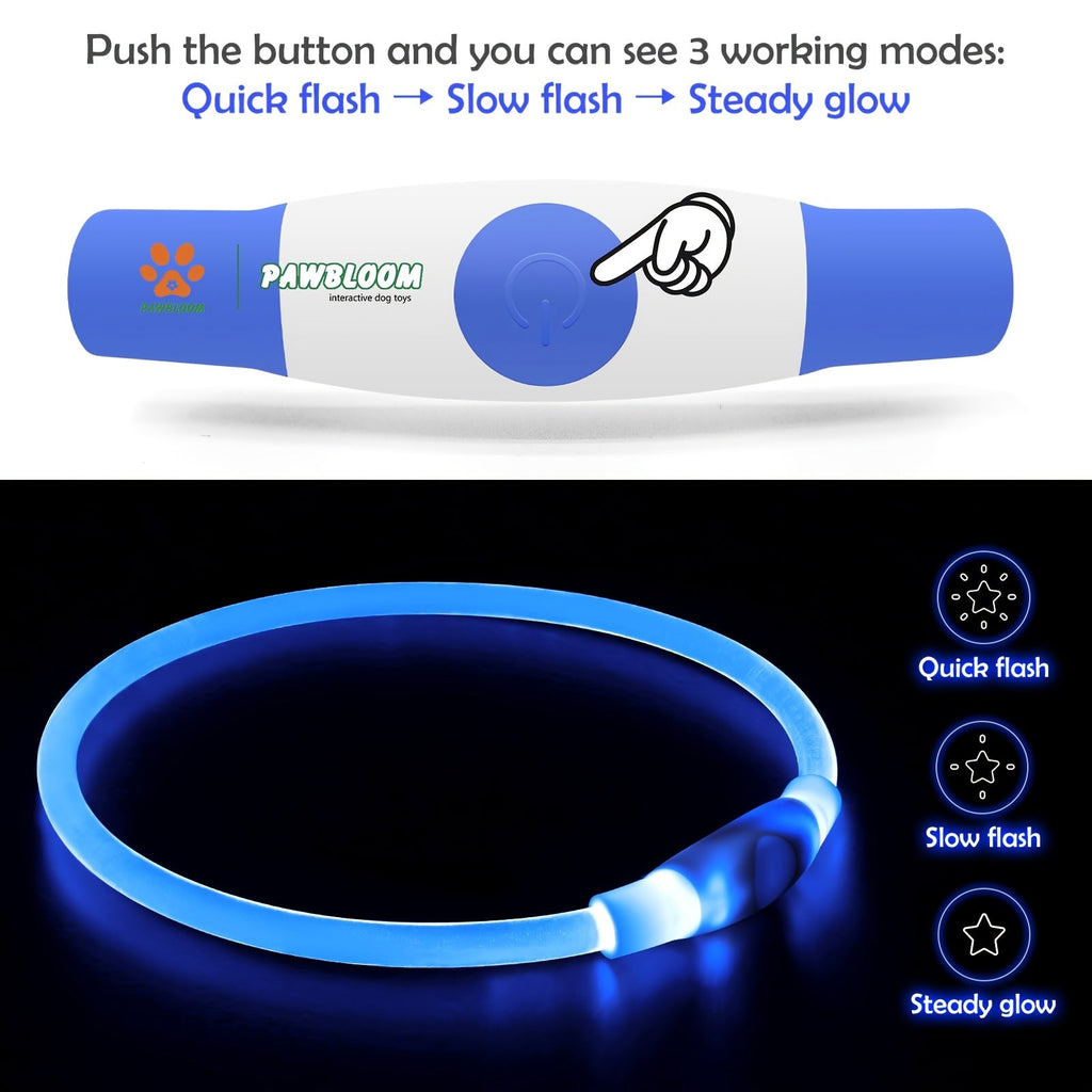 LED Light Up Dog Collar, USB Type-C Rechargeable Flashing Glow Dog Safety Collar for Night Walking, Waterproof Neon Pet Collar for Small Medium Large Dogs, 5 Colors