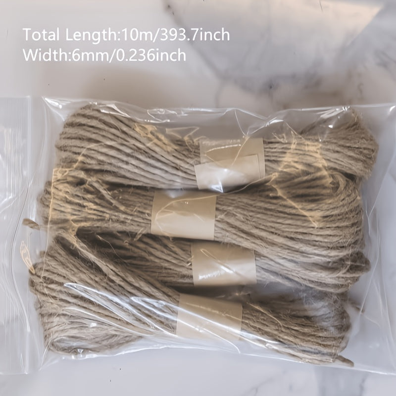 Natural Hemp Rope for Cat Scratching Posts 393.7 Inch - Durable Sisal Replacement Cord for DIY Cat Tree & Claw Care, Strong Unwound Hemp Cord for Scratching Post Repair & Crafts