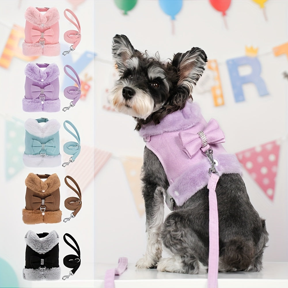 Small Dog Harness and Leash Set Soft Warm Winter Vest Harness for Small Dogs Cats Chihuahua Yorkie – Padded No-Pull Puppy Harness with Quick Release Buckle Dog Clothes Vest for Outdoor Walking