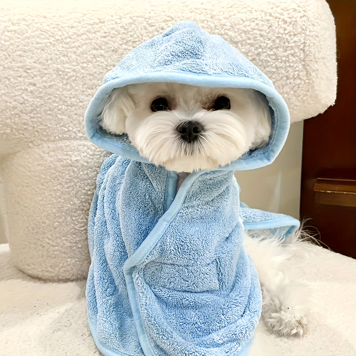 Ultra-Absorbent Pet Bathrobe for Dogs and Cats - Quick-Dry Soft Microfiber Towel Robe with Secure Closure for Small Dogs Cats and Kittens, All-Season Comfort, 6 Colors & Sizes S M L