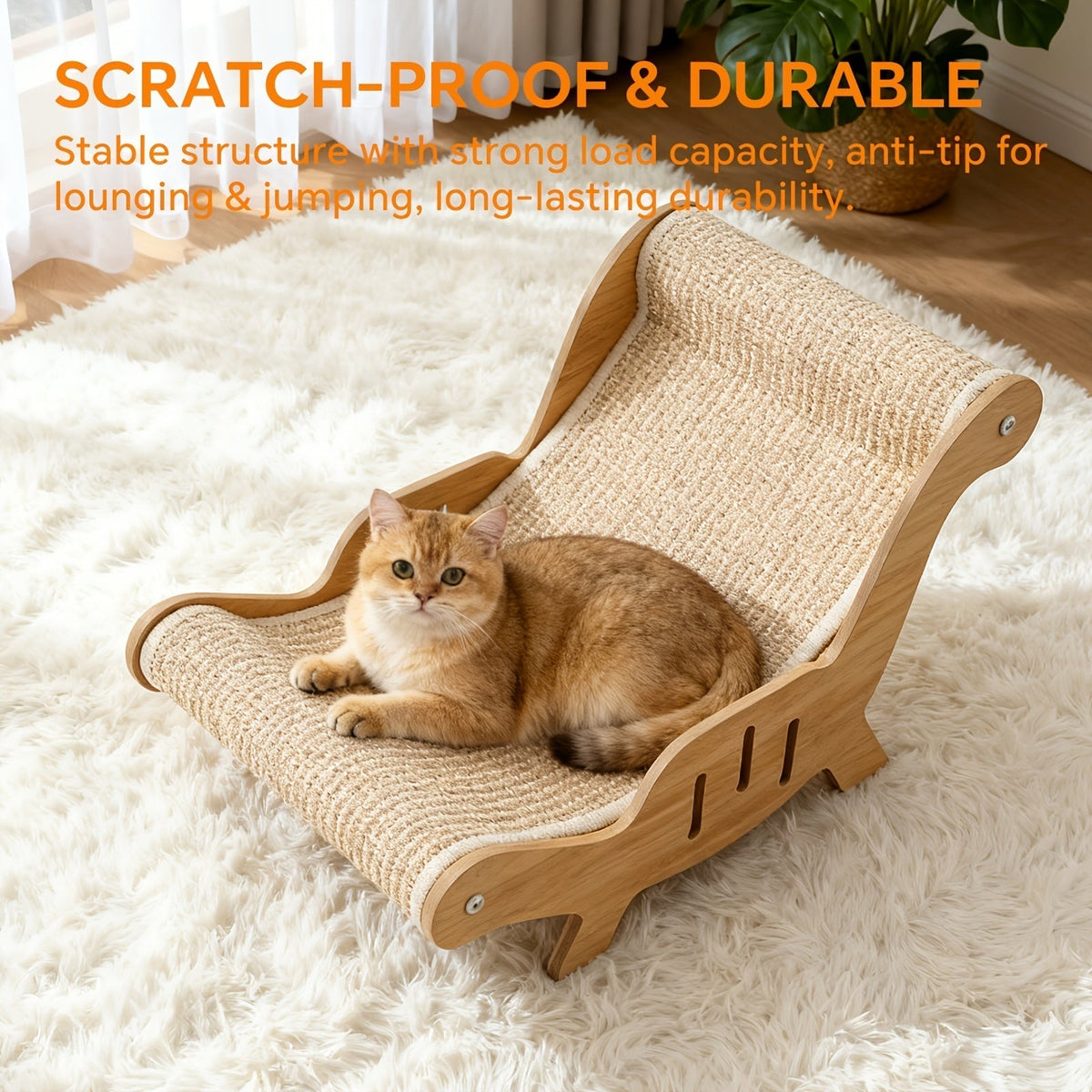 Sisal Rope Cat Scratching Chair Sofa – Sturdy Freestanding Scratcher with Large Rest Area, Scratch-Resistant Lounge Furniture for Indoor Cats, Durable Cat Couch Toy & Nap Spot