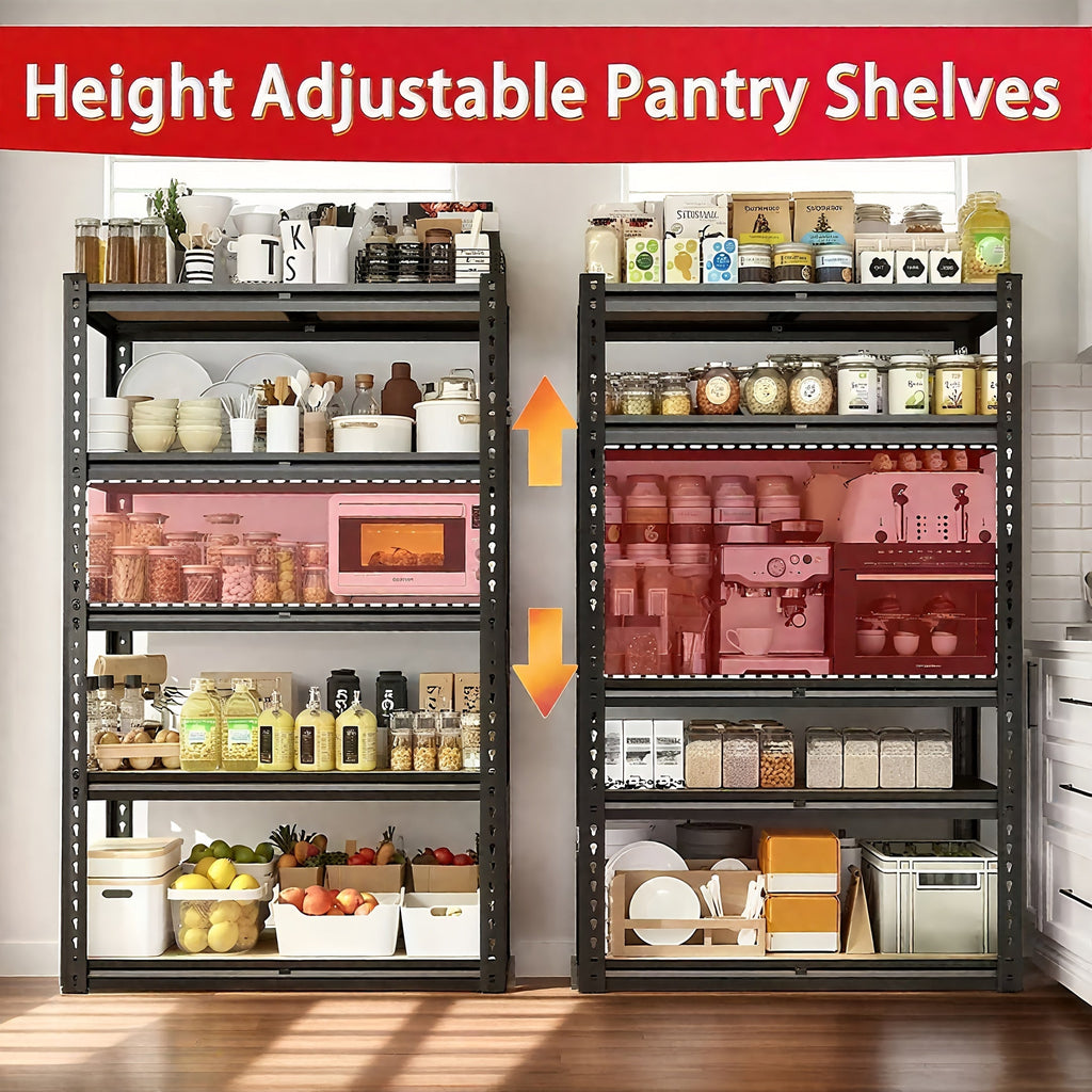 Heavy Duty 5-Tier Metal Shelving Unit 2000LBS Garage Storage Rack | 72"H & 60"H Adjustable Steel Shelf for Garage, Basement, Pantry, Closet, Utility Room – Black