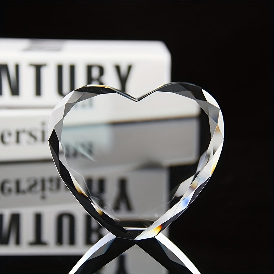 Custom Laser-Engraved Heart-Shaped Glass Photo Portrait – Personalized Pet Memorial & People Keepsake, Birthday Graduation Gift, European Style Transparent Crystal Ornament with Your Own Picture