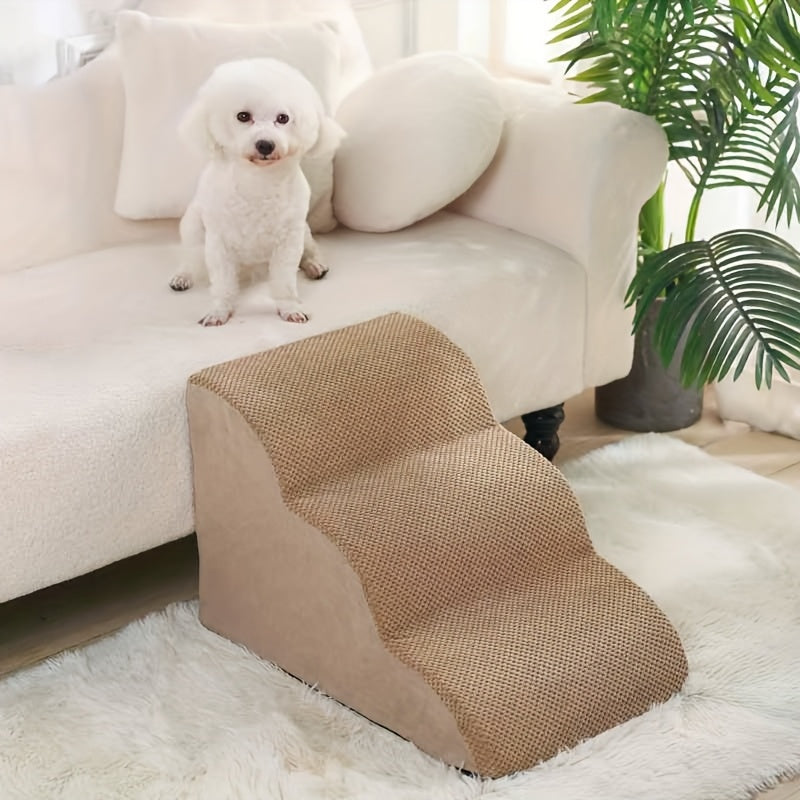 Dog Stairs for High Beds & Sofa Pet Steps Ramp Sponge Foam Slope for Small Dogs Cats Memory Rebound Density 28-32 Non-Slip Cat Stair 22.83x12.2x11.02 Inch Gray Green