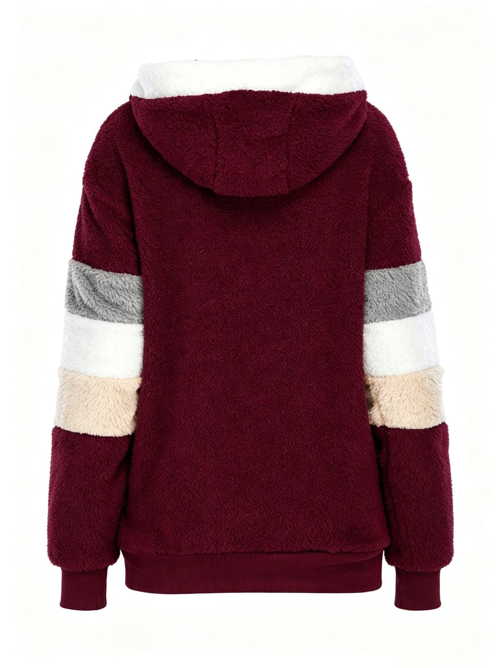 Women's Teddy Bear Jacket – Autumn Winter Color Block Zip-Up Fleece Coat, Soft Warm Casual Outerwear, 2 Color Combinations, Sizes S-XL, Cozy Street Style Jacket