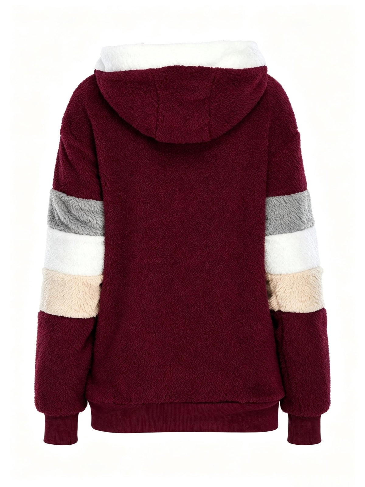 Women's Teddy Bear Jacket – Autumn Winter Color Block Zip-Up Fleece Coat, Soft Warm Casual Outerwear, 2 Color Combinations, Sizes S-XL, Cozy Street Style Jacket